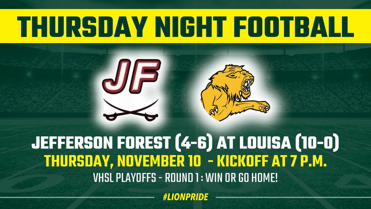 LCPSchools's tweet photo. Get ready for THURSDAY NIGHT FOOTBALL in The Jungle! https://t.co/y5GjrDcmKP