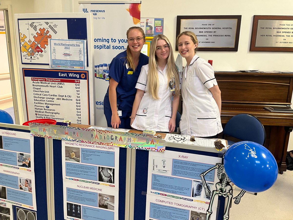 UHD_NHS's tweet photo. Wishing a very happy #WorldRadiographyDay to all our fantastic #TeamUHD radiographers and radiologists. We value you and appreciate all that you do! 💙 Pop along to our RBH atrium and Poole Hospital's dome to meet some of our teams and find out more about their roles. https://t.co/aswpri60t8