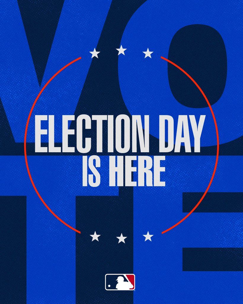 MLB's tweet photo. Election Day is today, November 8th. Step up to the plate, make your voices heard, and VOTE!

Visit https://t.co/JkprJaPZi9 to find your polling place. https://t.co/DxZIKAsro4