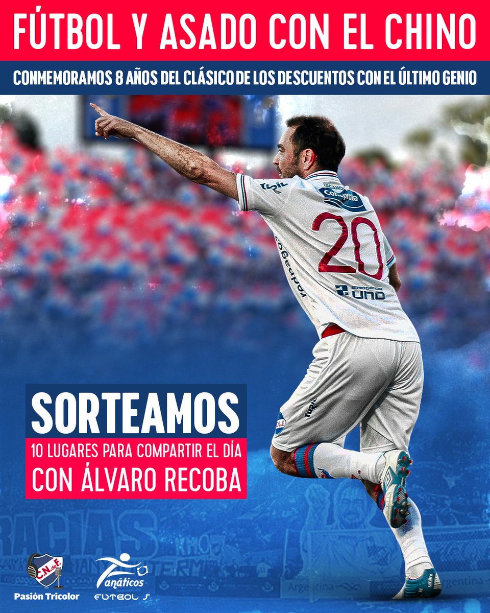 PasionTricolor1's tweet photo. SORTEO 🔥

Mañana recordamos #Elgoleterno, 8 años del clásico de los descuentos junto al @Chino_Recoba20

Participan del sorteo del fútbol y asado los que hagan RT y comenten la publicación @ a dos amigos.

Vía Tw 3 lugares. 

¡Mucha suerte! 🔵⚪️🔴
#LaRadiodelHincha #OídosSanos https://t.co/enPLqtmGRS