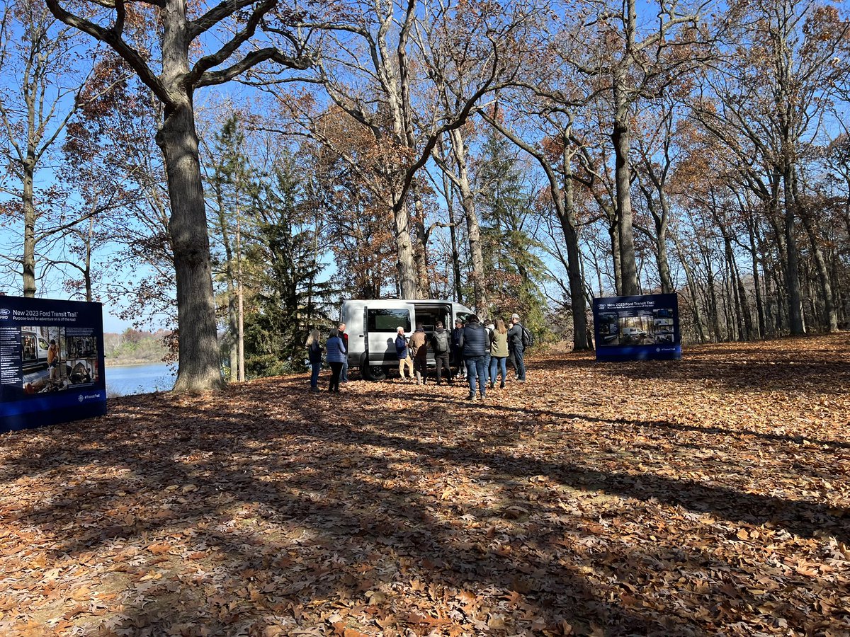 tedryan64's tweet photo. Working hard or hardly working? I had a great time last week at the Transit Trail Media reveal at beautiful Camp Woodbury in Dexter, MI. I loved discussing Ford’s amazing heritage of off road vans and sitting by the fire to read! #TransitTrail #VanLife #IHaveTheBestJobInTheWorld https://t.co/laSmO2inZT