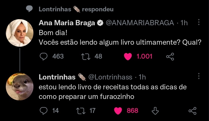 Isso é minha terapia. Eu adoro lontrinhas