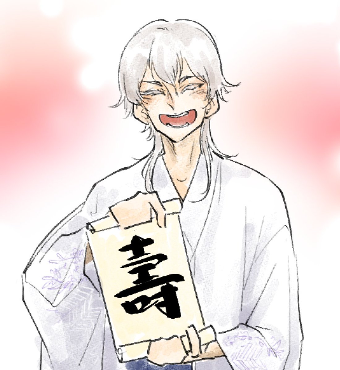 鶴丸国永(刀剣乱舞) 「お誕生日おめでとうございます!!!!!!!!!!!  溢れるほど嬉しいことに満ち」|そら|夢かうつつかのイラスト