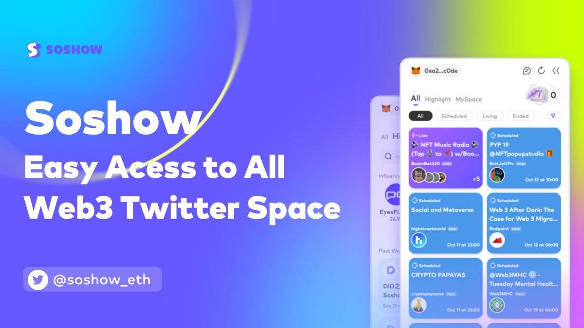To welcome more Twitter Space lovers, Soshow kicked-off series campaigns on Galxe. Completing all the campaigns will be rewarded by Soshow in the future.  

The #1 Campaign is online now. Come &amp; Join at galxe.com/Soshow/campaig…