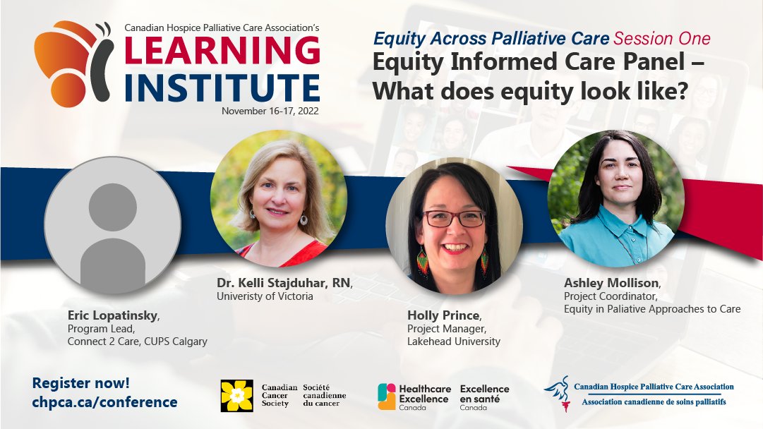 Join an Equity Across Palliative Care expert panel as they present on issues of equity informed care through their unique contexts and perspectives. Participants will be encouraged to ask questions. #MedEd

To register for #CHPCALI22, visit chpca.ca/conference