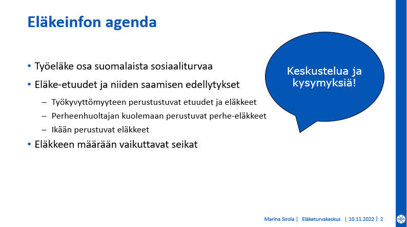 MarinaSirola's tweet photo. Tänä vuonna ovat #eläkeinfo't olleet erittäin kysyttyjä. Naismuistin mukaan ennätys on lähellä. 😊 Työikäisille painotamme infossa ikään perustuvia eläkkeitä: osittainen ja varsinainen #vanhuuseläke.
Pyynnöt ja kyselyt saat perille kotisivujen yhteydenottolomakkeella. https://t.co/1f1KR54IjW