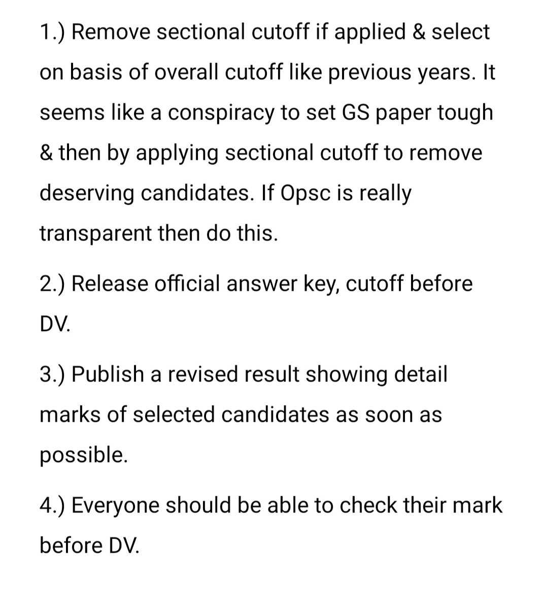 AP_Dash1's tweet photo. @satyajitips88 @otvnews @CMO_Odisha 
Sir we have the following demands to be fulfilled for a fair selection process in Aso exam https://t.co/NrLzIiPSax