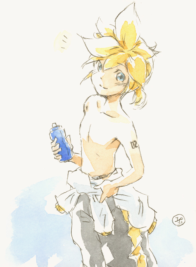 鏡音レン 「上半身裸の絵はこのレン君くらいかなw 」|エポキシパテのイラスト