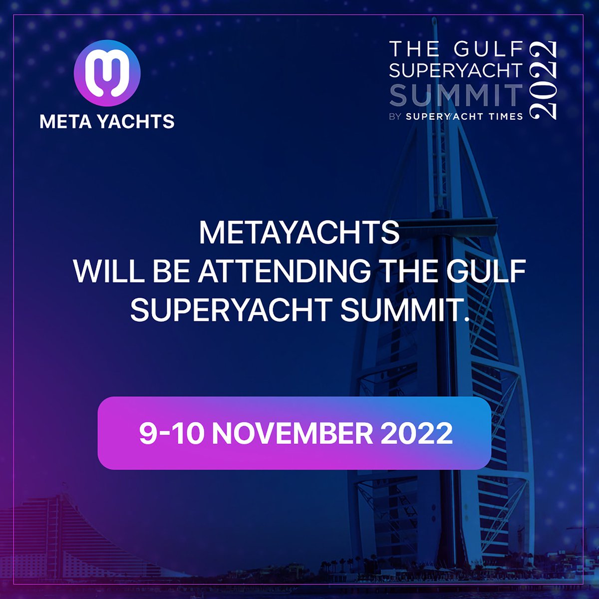 MetaYachtsClub's tweet photo. Metayachts will be attending the Gulf Superyacht Summit 🛥️ 

👉 Follow us for updates from the event!

#motoryacht #yacht #yachting #charter #charteryacht #yachts #yachtworld #yachtie #luxurylifestyle #luxury #yachtlife #yachtcharter #yachtparty #boatlife #sailing https://t.co/0nTkv3e80D