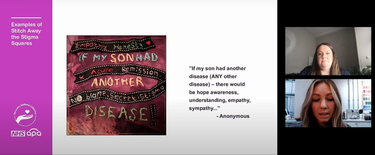 In her talk at #APAconf22, Colleen from @RecoveryWellCol shares that most people who submit quotes to the #StitchAwayTheStigma project want to remain anonymous, which shows the power of #stigma. Talking openly about #addiction can help to tackle this.