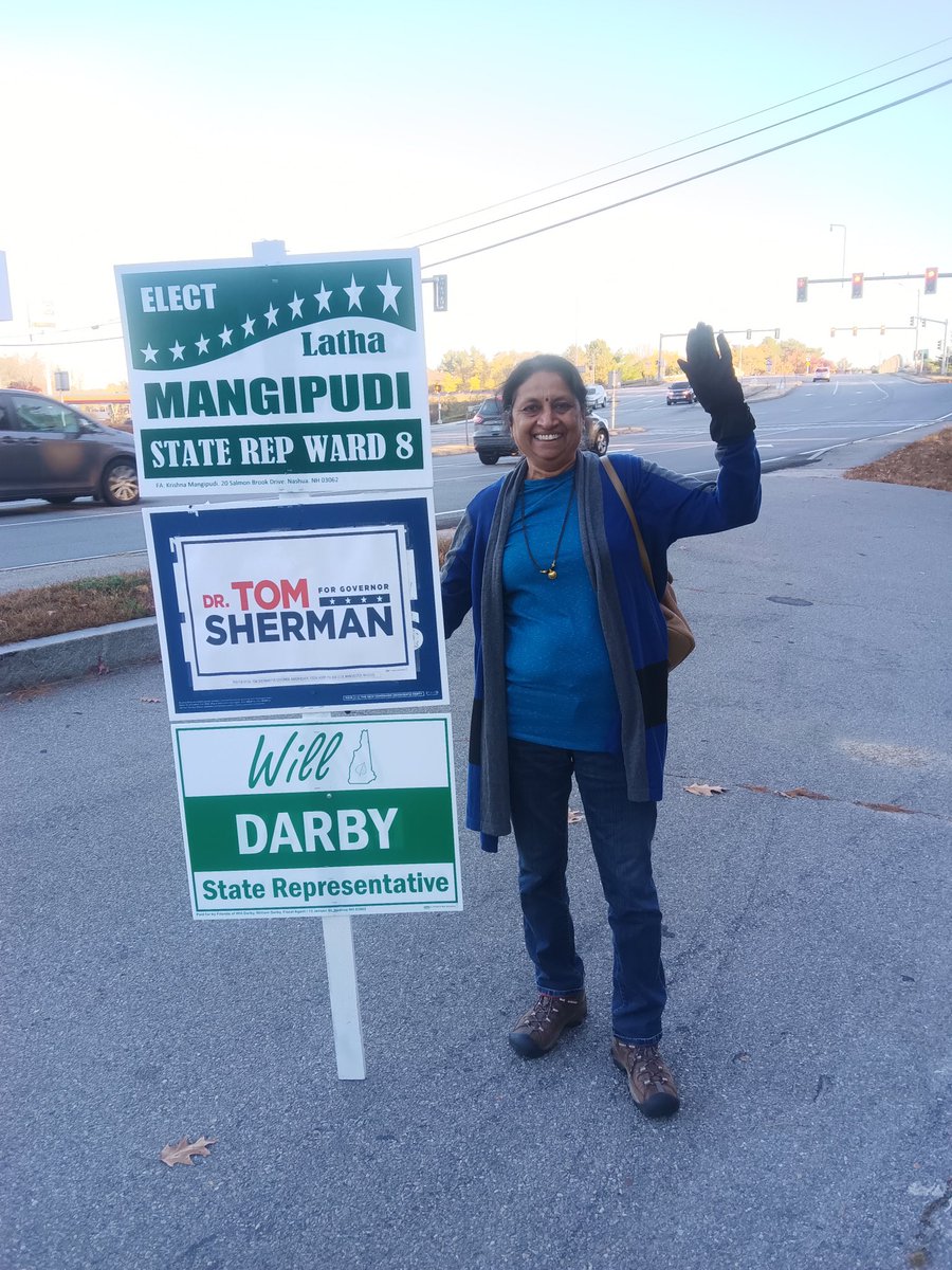 LathaMangipudi's tweet photo. #NHPolitics today is the day to #VoteBlueToEndTheInsanity #VoteBlueToProtectWomen #VoteNH for @TomShermanNH @willdarbynashua @LauraTelerski @LathaMangipudi @AnnMcLaneKuster @SenatorHassan @VoteForSho https://t.co/Ld2PyjdoFP