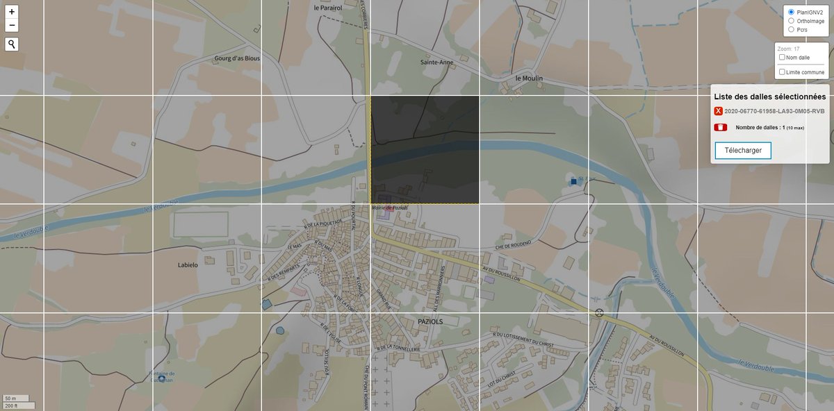 LoicHay's tweet image. 🆕Un prototype de démonstration pour le téléchargement de dalles #PCRS Raster en #opendata a été déployé par @IGNFrance ➡️pcrs.ign.fr/version2 Constat de quelques lenteurs de performance sur le zoom😉 mais enfin un moyen simple pour accéder aux dalles disponibles 👏