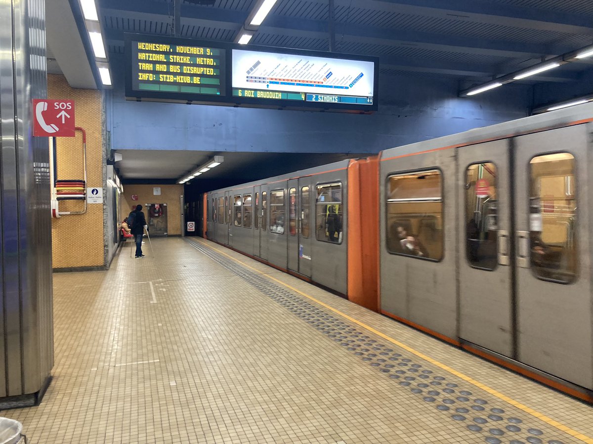 fred_smithers's tweet photo. Great weekend in Brussels, made easy by the Metro!

A solid mass rapid transport system with ~60 stops serving a city of 1.22m people with ~160 m annual journeys (pre-Covid).

Decade constructed?

I think the liberal use of that 1970s orange across the network gives it away! 😎 https://t.co/oKMYVt8z8u