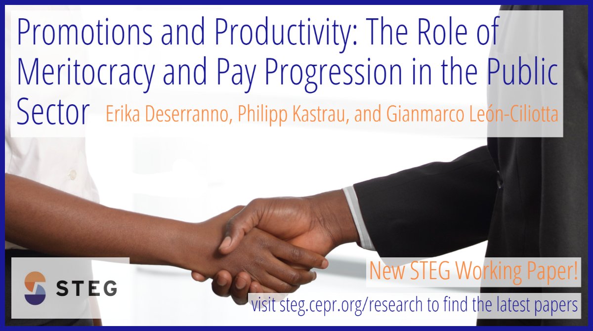 CEPR (@cepr_org) on Twitter photo Meritocratic promotions lead to higher productivity, driven by workers who expect steep pay rises and perform best
<a href="/DeserrannoErika/">Erika Deserranno</a> <a href="/NUEconomics/">Northwestern Economics</a> <a href="/PKastrau/">Philipp Kastrau</a> <a href="/IDinsight/">IDinsight</a> & <a href="/Gianmarco_LeonC/">Gianmarco León-Ciliotta</a> <a href="/econ_empresaUPF/">Economia i Empresa UPF</a>
ow.ly/gpOu50LxgSi #STEGWorkingPapers #EconTwitter <a href="/FCDOResearch/">FCDO Research, Science and Technology</a> Meritocratic promotions lead to higher productivity, driven by workers who expect steep pay rises and perform best
<a href="/DeserrannoErika/">Erika Deserranno</a> <a href="/NUEconomics/">Northwestern Economics</a> <a href="/PKastrau/">Philipp Kastrau</a> <a href="/IDinsight/">IDinsight</a> & <a href="/Gianmarco_LeonC/">Gianmarco León-Ciliotta</a> <a href="/econ_empresaUPF/">Economia i Empresa UPF</a>
ow.ly/gpOu50LxgSi #STEGWorkingPapers #EconTwitter <a href="/FCDOResearch/">FCDO Research, Science and Technology</a>