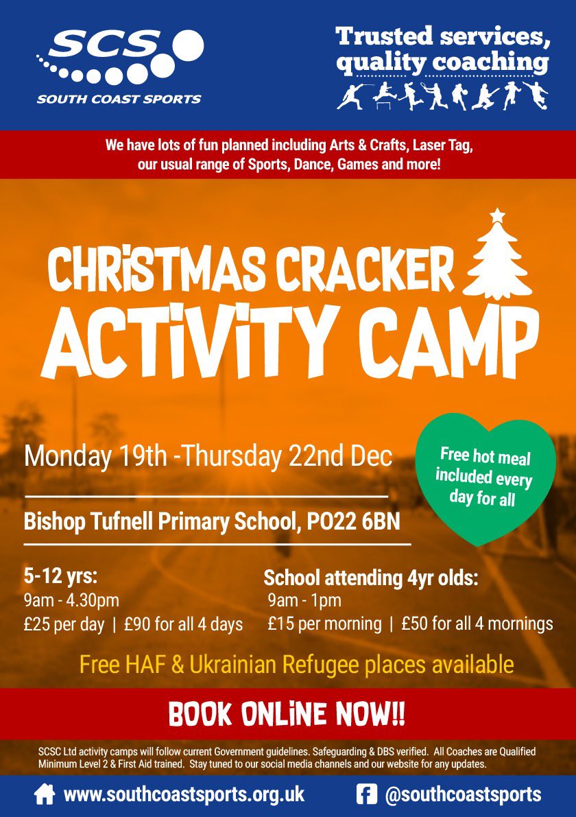 Bookings for our Christmas Camps are now OPEN!  southcoastsports.org.uk/find-book-sess…