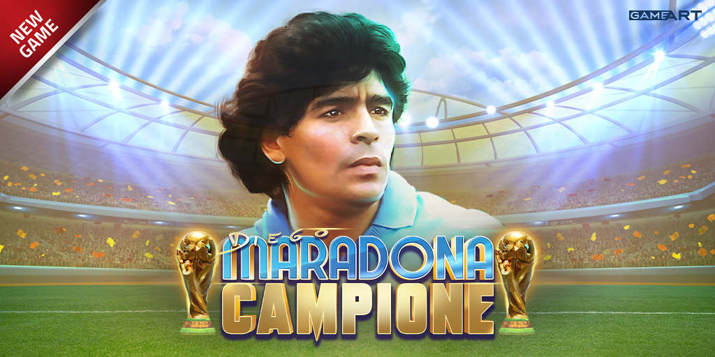 &#127942; Our DIEGO MARADONA CAMPIONE is OUT NOW! Explore the game here &#128073;  ✨ Featuring: ⚽ FREE SPINS including RETRIGGERS⚽ STACKED WILDS⚽ EXPANDING WILDS⚽ BUY BONUS

