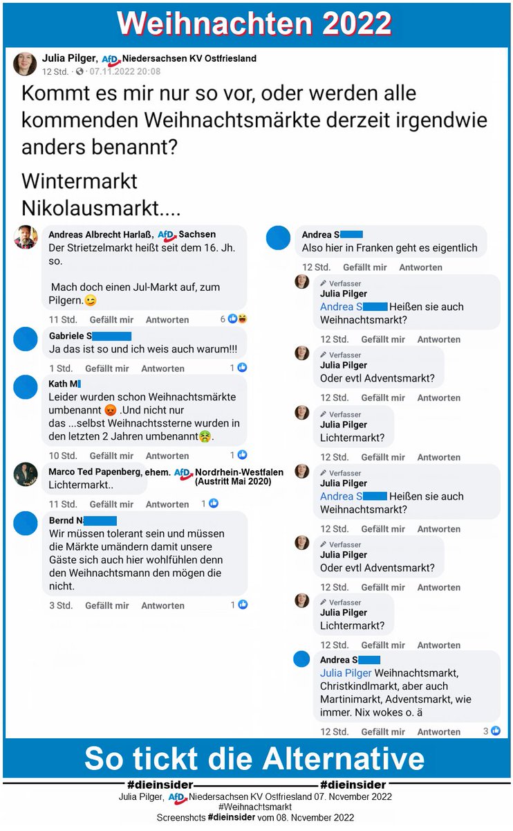 Die_Insider's tweet photo. Es geht auf #Weihnachten zu und die #Weihnachtsmärkte werden angeblich wieder einmal umbenannt. Wie jedes Jahr.
#Weihnachtsmarkt #Nikolausmarkt #Lichtermarkt #Adventsmarkt #Wintermarkt #November #AfDVerbot
#GemeinsamGegenHass #DieInsider https://t.co/YkpU8wP344