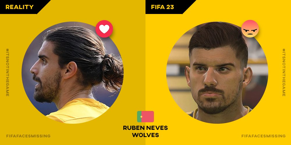 FIFAFaces4's tweet photo. FIFA 23 - Ruben Neves
(EA should update players face)
@EASPORTSFIFA / @EADIRECTHELP
#ITSNOTINTHEGAME #FIFAFACESMISSING https://t.co/cdNCYDfBuI