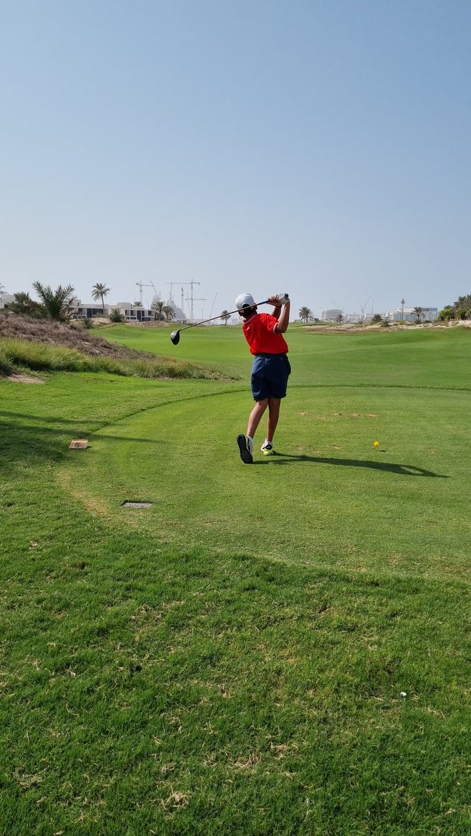 DESCgolf's tweet photo. @DESCgolf students giving it their all on the final day of the @BSMEorg golf tournament at @SaadiyatBeachGC #enjoyment #participation https://t.co/RCc9zloJga