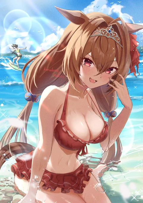 このダスカの絵、肌の塗りはいまだに過去一だなと思ってます #いいおなかの日  #ダイワスカーレット 