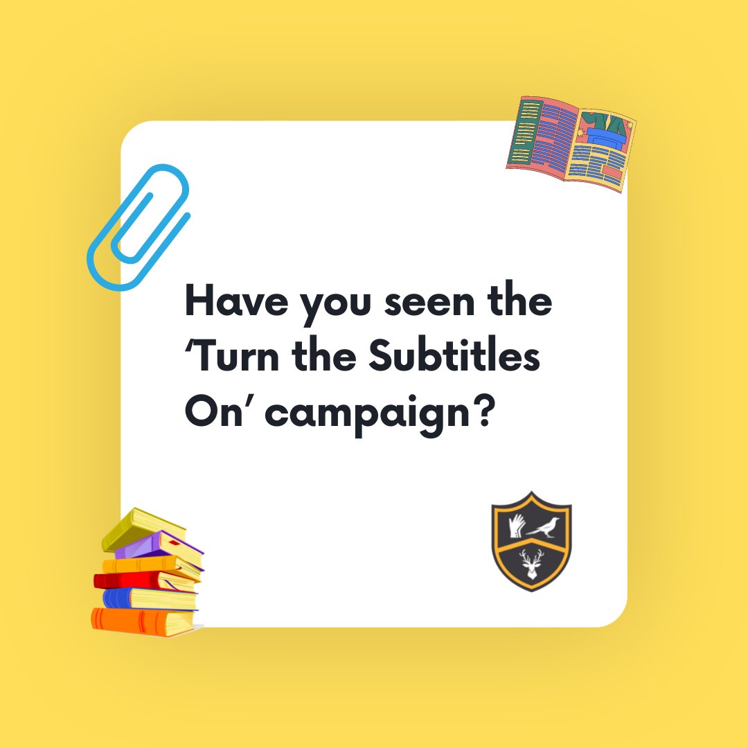 ParkViewCLS's tweet image. GET BOOKED UP: Have you seen the ‘Turn the Subtitles On’ campaign? Research shows that turning the subtitles on the TV can have a significant impact on young people’s reading skills! #proudtobeparkview #reading