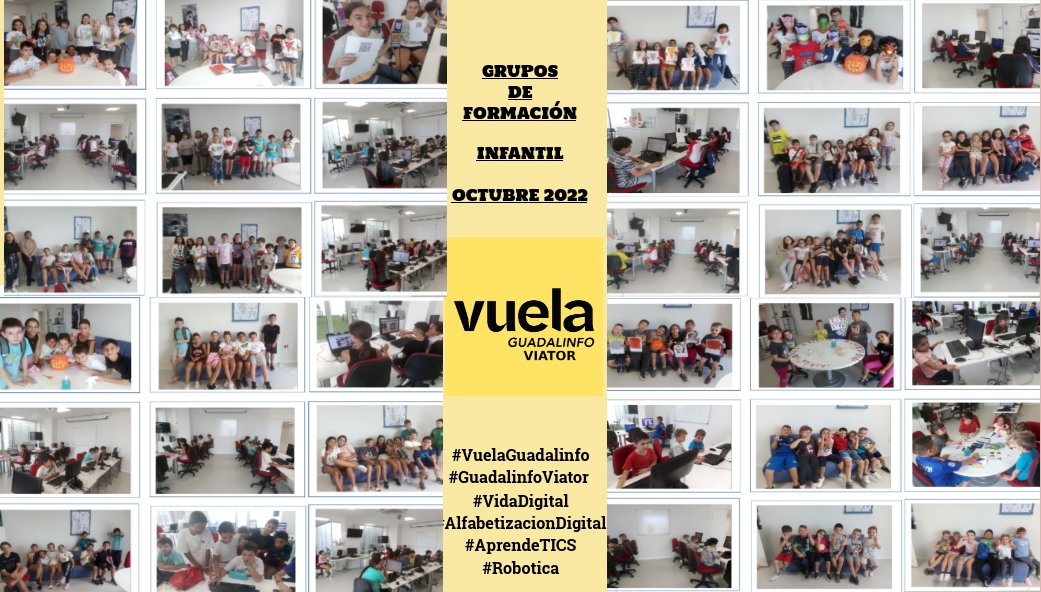 CRECIENDO CON LAS TICS-GRUPOS FORMACIÓN INFANTILES OCT 2022 #VuelaGuadalinfo #SeguimosContigo #VidaDigital #AprenteTICS #Robotica #AlfabetizaciónDigital #AyuntamientoViator
<a href="/Viatoraldia/">Ayuntamiento de Viator</a> <a href="/CulturaViator/">CulturaViator</a> <a href="/NNTTyComViator/">Nuevas Tecnologías y Comercio Viator</a>
 @VuelaGuadalinfo <a href="/RedGuadalinfo/">Vuela Guadalinfo</a> <a href="/ConcejalaSSV/">Servicios Sociales Viator</a>
<a href="/EducacionViator/">EducacionViator</a>