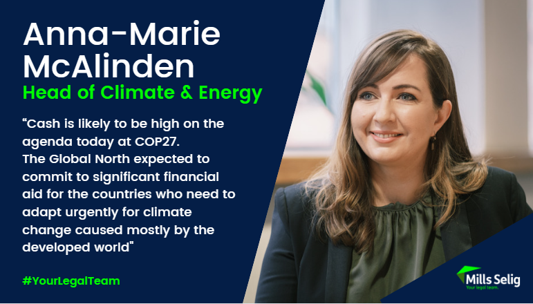 Anna-Marie McAlinden, Head of Climate & Energy @MillsSelig shares her expectations of today's #COP27 meeting #egypt_cop27 

#ClimateandEnergy #YourLegalTeam