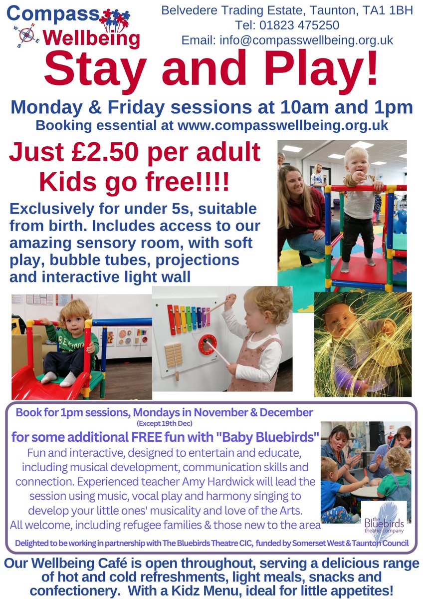 Compass Disability Services (@compassdis) on Twitter photo Delighted to be working in partnership with The Bluebirds Theatre Company, kindly funded by <a href="/SWTCouncil/">Somerset West and Taunton</a>. Enhancing our Monday afternoon Stay and Play sessions throughout Nov and Dec with interactive music play with Baby Bluebirds
<a href="/sashaherriman/">The Bluebirds Theatre Company</a> #ToddlerLife #FunWithMusic #Taunton Delighted to be working in partnership with The Bluebirds Theatre Company, kindly funded by <a href="/SWTCouncil/">Somerset West and Taunton</a>. Enhancing our Monday afternoon Stay and Play sessions throughout Nov and Dec with interactive music play with Baby Bluebirds
<a href="/sashaherriman/">The Bluebirds Theatre Company</a> #ToddlerLife #FunWithMusic #Taunton