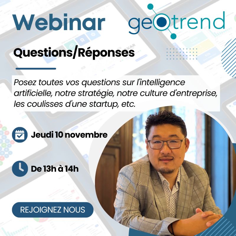 Tout savoir sans filtre sur la startup Geotrend qui accompagne les réflexions stratégiques des entreprises du CAC40 
---> Plus que quelques jours pour y participer et poser votre question !

Lien de participation :
bit.ly/3WKr2wL
