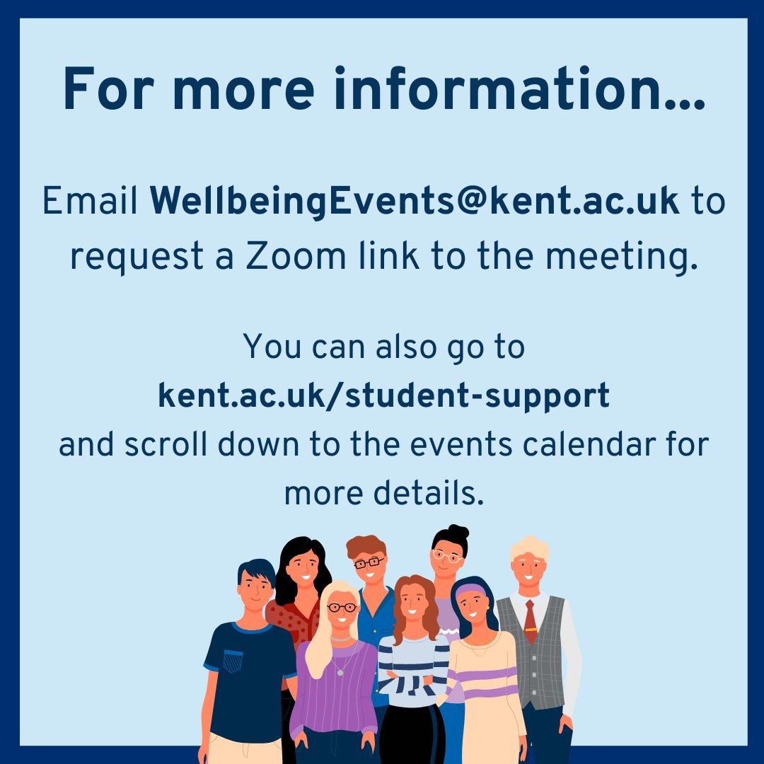 Our International Wellbeing Group is still happening online every Thursday 😀
International students at all stages are welcome... come along if you'd like to meet some new people 😊

#UniKentWellbeing