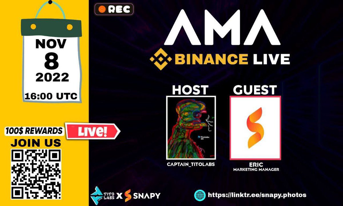Greetings #SPY Community 📸

Excited to announce another exclusive #AMA coming up with @Titolabs_id on #Binance 

A quick overview of where we are and what’s coming down the road.

📍AMA here: binance.com/en/live/video?…

Date: 8 Nov 2022
Time: 16:00 UTC

#SPY #AMA #CMC #BNB #BSCGem