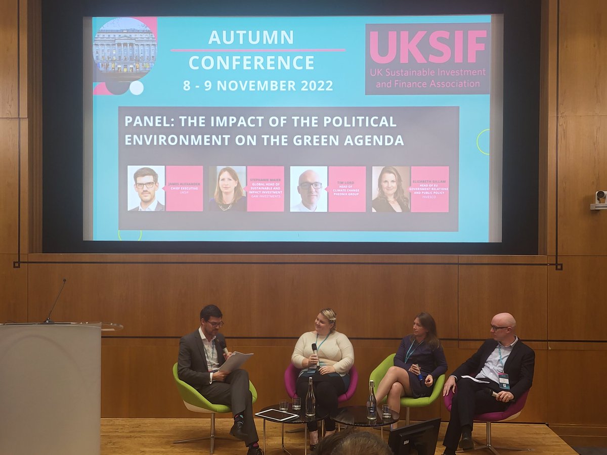 GillianR_S's tweet photo. I'm at the @UKSIF conference today. Fascinating first panel 👏 Say hi if you're here. #UKSIFAutumn https://t.co/406nZtIXrr