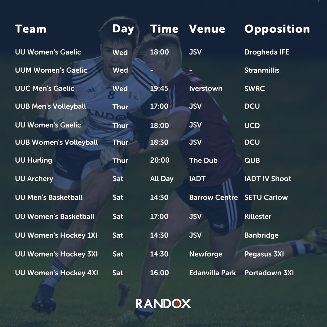 Fixtures for this week! #GetBehindTeamUU