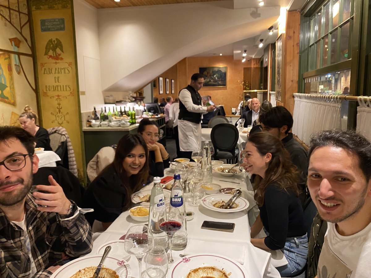 After a whole day <a href="/UHMob_MSCA/">UHMob project</a> progress meeting at ULB's in Brussels, a well deserved dinner downtown! 
Thanks for all the results shown! Very promising! 
👉bit.ly/3UAul82
After <a href="/KripaMerin/">Kripa Merin Joseph</a>'s defense in Sept., It will be <a href="/Nikyturet/">Nicholas Turetta</a>'s turn! 📢Dec 14 at ISS Strasbourg 🇫🇷!