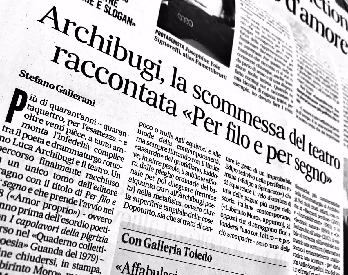 Su “Il Mattino” di oggi scrivo del teatro e del coraggio d’artista di Luca Archibugi, poeta e drammaturgo che vi consiglio di leggere <a href="/mattinodinapoli/">Il Mattino</a>