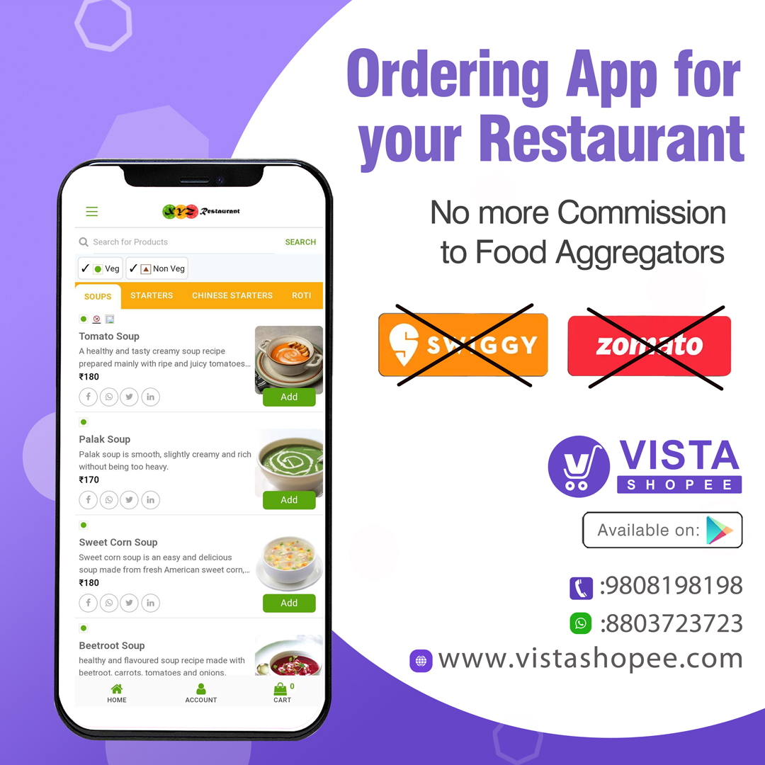 Run your restaurant business ONLINE with ease. Create your own ordering app and take orders without paying any commission to food aggregators.

Get your ordering app with <a href="/shopeevista/">VistaShopee</a> at affordable prices Today!

#ordertakingapp #orderingapp #onlinerestaurant #restaurantbusiness