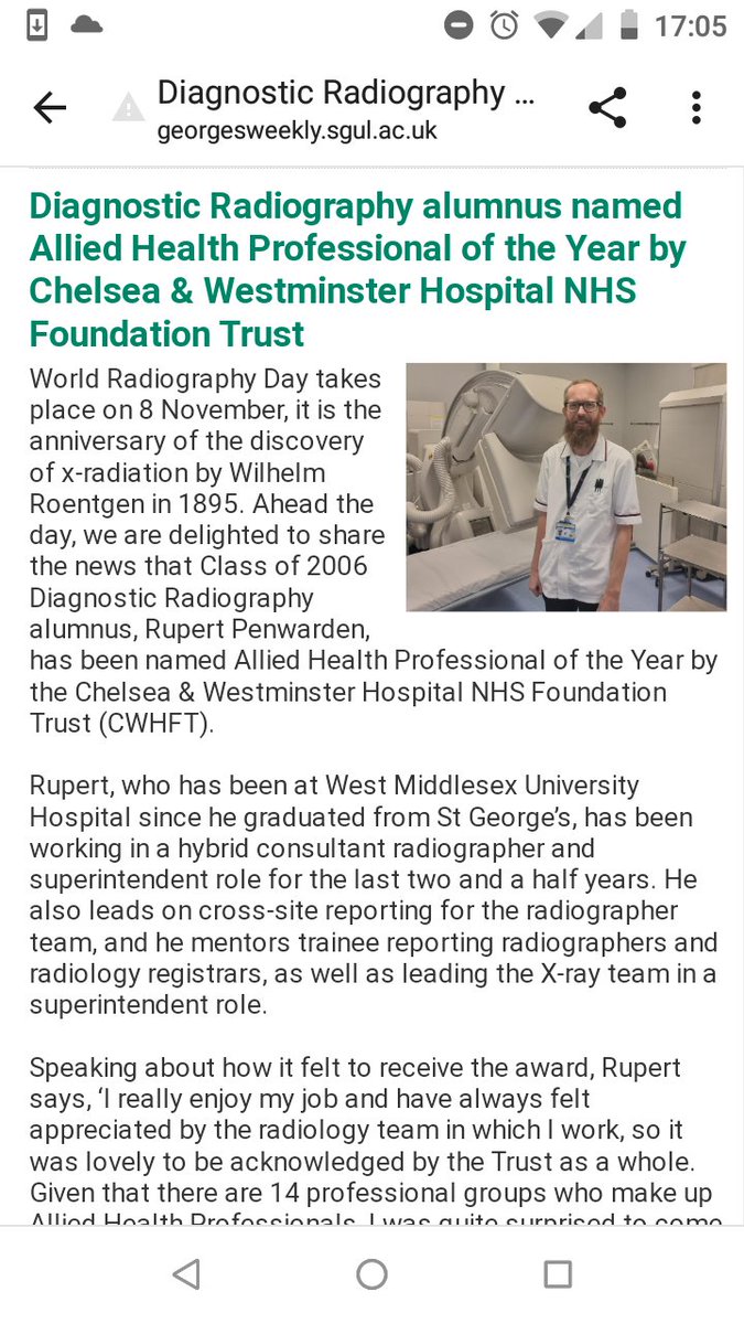 xray_rupert's tweet photo. Happy #worldradiographyday2022 to everyone who works in radiology and radiotherapy departments, it's a team effort! @ChelwestFT @WestMidHospital @CWHFTImaging #proud to be an alumnus of @SGULRadiography https://t.co/XpnFGSREhm