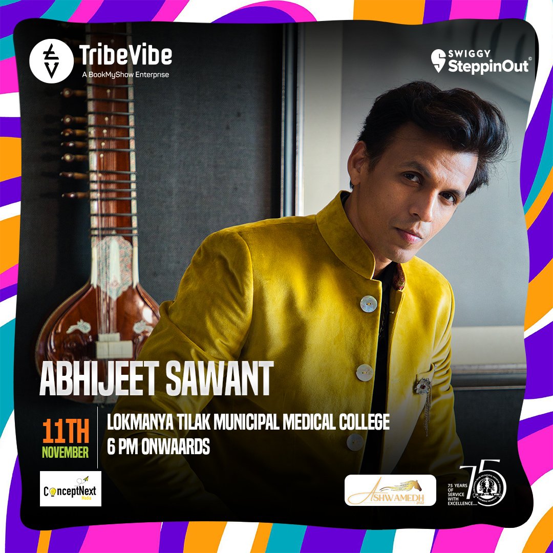 TribeVibeLive's tweet photo. TribeVibe in collaboration with @SteppinOutIndia presents an evening filled with your favourite Bollywood Tunes with @abhijeetsawant5
#Mumbai you're in for a glorious time at #LTMMC's #Ashwamedh fest on 11th November, 6 pm onwards
@ConceptnextM
@shovenshah
#Tribevibe https://t.co/gVG555z9N7