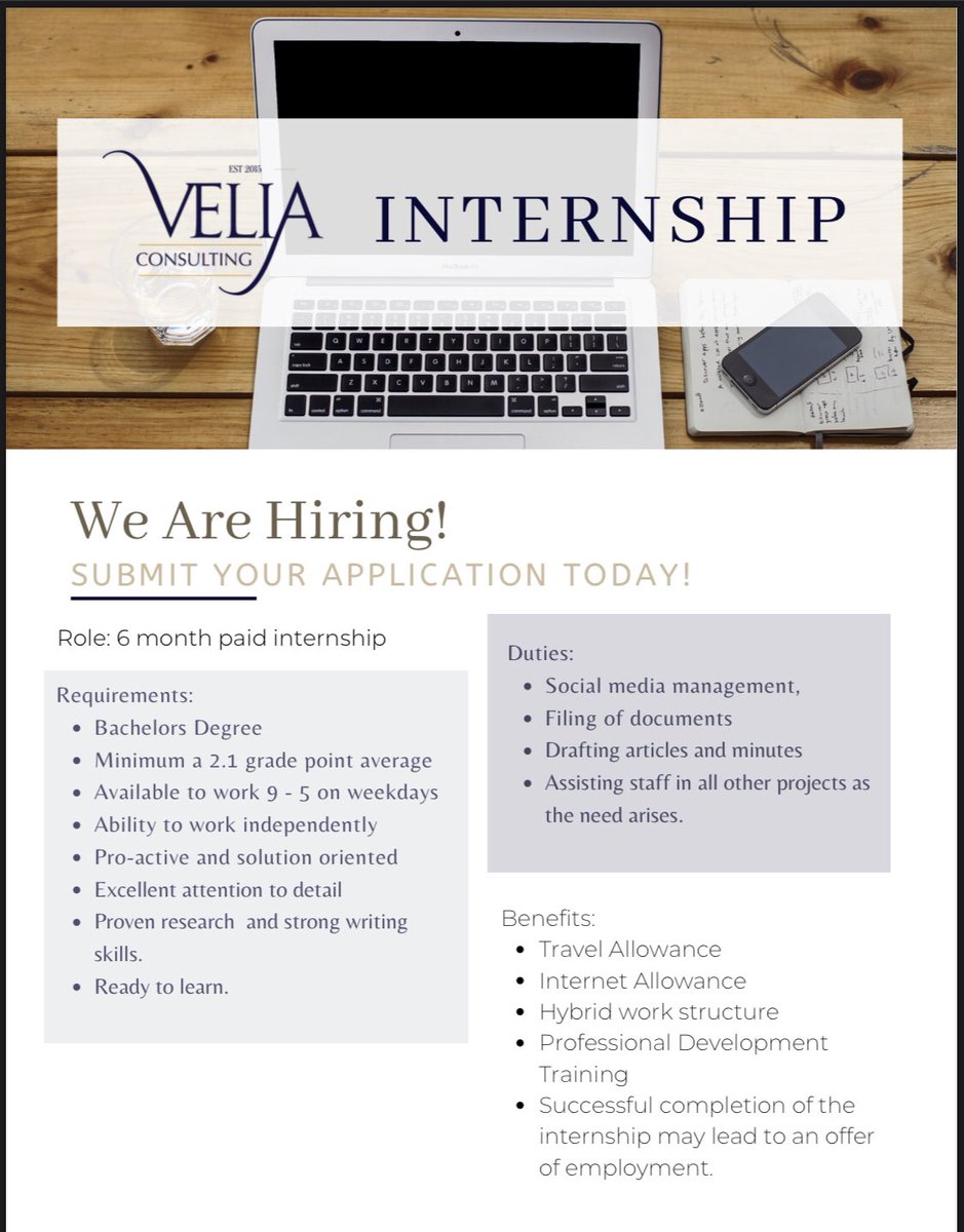 elig_TM's tweet photo. @VeliaConsulting is looking for an intern. Apply here: https://t.co/uTarlw9k8J https://t.co/KRBvjXmkHz
