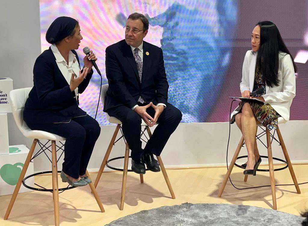 AFracassetti's tweet photo. #UNDPHour at #COP27:
Inspiring discussions with @ASteiner and Dr. Yasmine Fouad, @EGY_Environment on the most pressing climate issues of our times.
Scaling up political will + #Fin4Dev will be key for the transition towards net zero & climate resilient pathways. https://t.co/jaBaJrNMNI