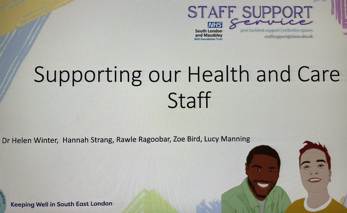 I Had the pleasure of presenting Staff Support work with Helen Winter @Lucy_ManningAP @sel_well @ZoeBird98 to an amazing bunch of final year UEL trainee psychologists @MaudsleyNHS @ClairPollard @IzzyArday @UmaSLaM_AP @MaudsleyMatron #SLaMstaffsupport #Wellbeing