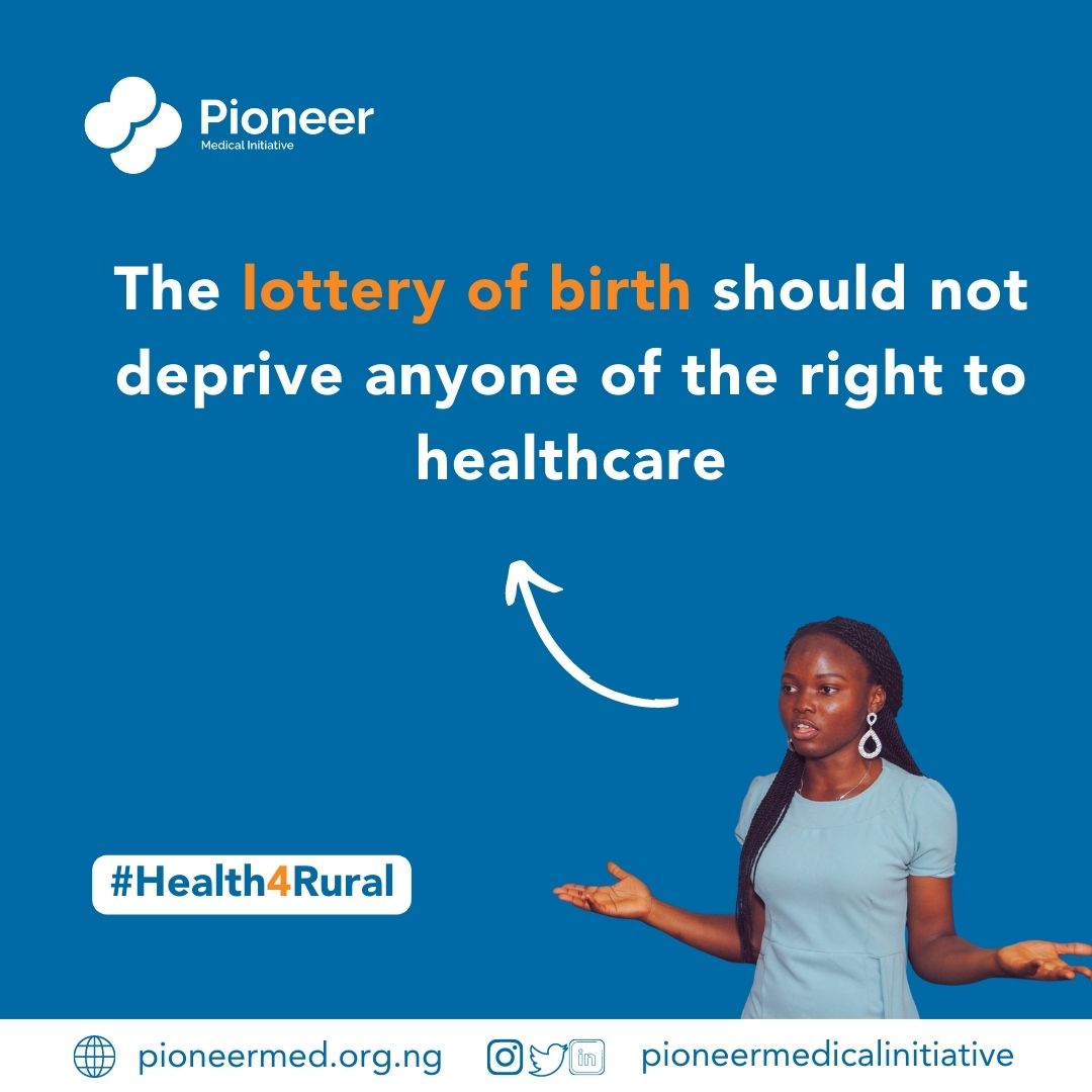 pioneermed_hq's tweet image. We do not control the circumstances around our birth.

The #lottery of birth should not deprive anyone of the basic #HumanRights to #healthcare. -@PonmileIdaresit 

#Health4All #Health4Rural #lotteryofbirth #healthequity #GlobalGoals #healthinclusion #PioneerMed
