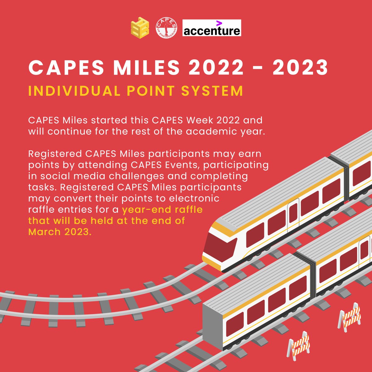 UPCAPES's tweet image. The race continues! 🏁

Gain more CAPES Miles points by joining in Career Series 2022 and get a chance to win big prizes!

Haven&apos;t registered yet? Fill out this form to have your CAPES Miles points credited: bit.ly/CAPESMiles2223
 
#CareerSeries2022
#BuildYourBase
#UPCAPES