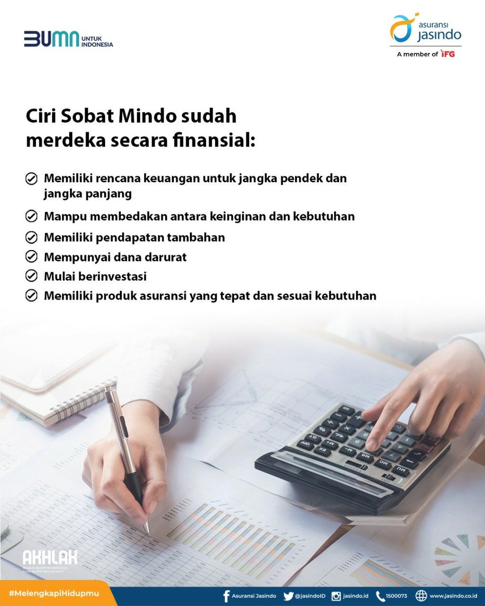 JasindoID's tweet photo. Hi #SobatMindo !

Merdeka secara finansial merupakan proses berkembang, kuat secara emosional dan spiritual untuk menjadi sukses dan bahagia sesuai dengan tujuan kalian.

Untuk merdeka secara finansial, ternyata bukan soal uang saja loh Sobat. 

Yuk kita simak! https://t.co/tHFEeGZjrT