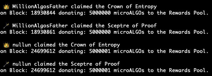 algorealm's tweet photo. 📯 To all the people of @Algorand! 📯

@millionalgos has been dethroned! This was the longest reign in @AlgoRealm Dynasty, lasting for 5768768 prosperous blocks! 

A new era has just begun!

Glory to @nullun, new 👑 Randomic and 🪄 Verifiable Majesty of #Algorand! https://t.co/XnUQbe7N6X