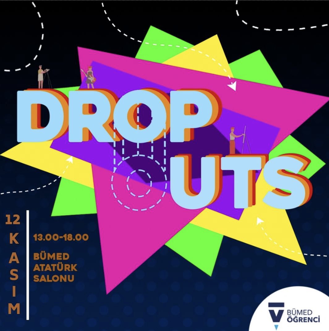 12 Kasım saat 13:00’te BÜMED Atatürk Salonu'nda gerçekleşecek olan DropOuts etkinliğimizde çeşitli alanlardaki mezunlarımızın kariyer yolculuklarını merakla dinlerken lezzetli atıştırmalıklar ve müzik dinletisi eşliğinde bu keyifli cumartesi gününe hepinizi bekliyoruz! 💙