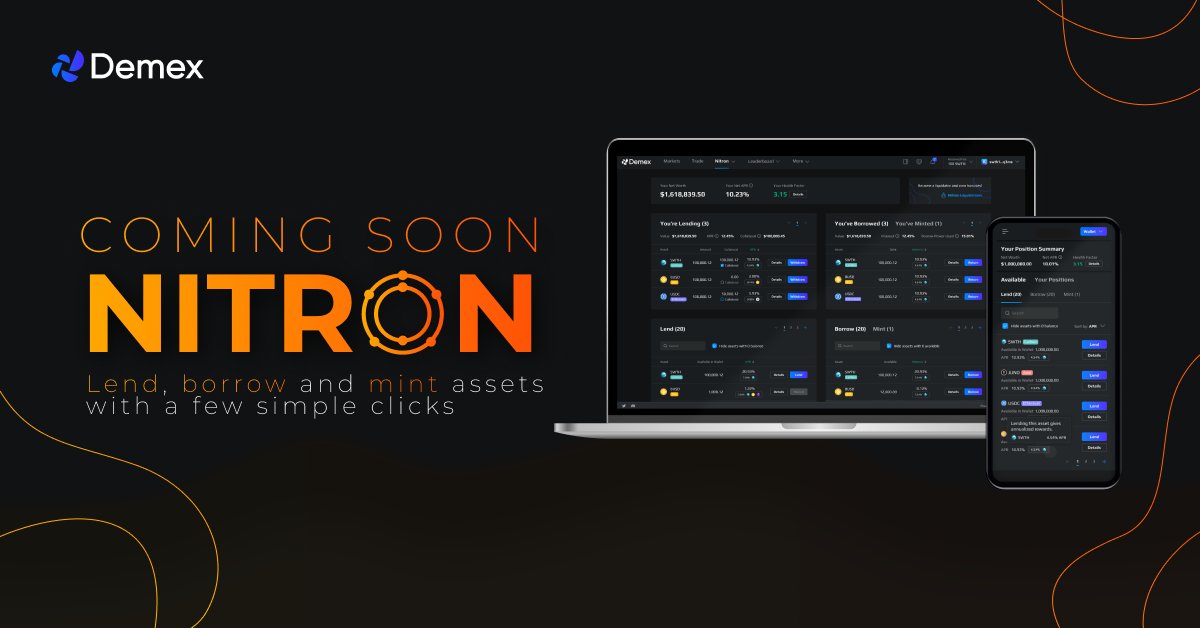 demexchange's tweet photo. 🔥 Who's ready to rumble?!

Lend? Borrow? Mint? Do it ALL with just a few simple clicks!

Only on #Nitron by @Demexchange, the money market for the @Cosmos ecosystem. ⚛️

Keep a watch out for more exciting updates to come. 👀 https://t.co/x71xargomp