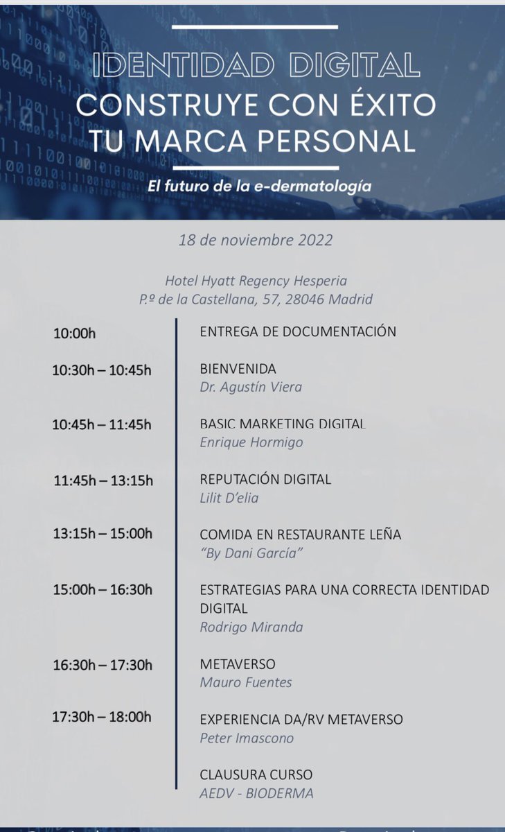 Metaverso en Dermatologia. Realidad o ciencia ficción? 

👉 Lo último en marketing digital dermatológico.

No puedes perdértelo!!! <a href="/aedv_es/">Academia Española de Dermatología y Venereología</a> <a href="/Bioderma_Es/">BIODERMA España</a> <a href="/DermaHUVRocio/">DermaHUVRocio</a> @DermaGrup