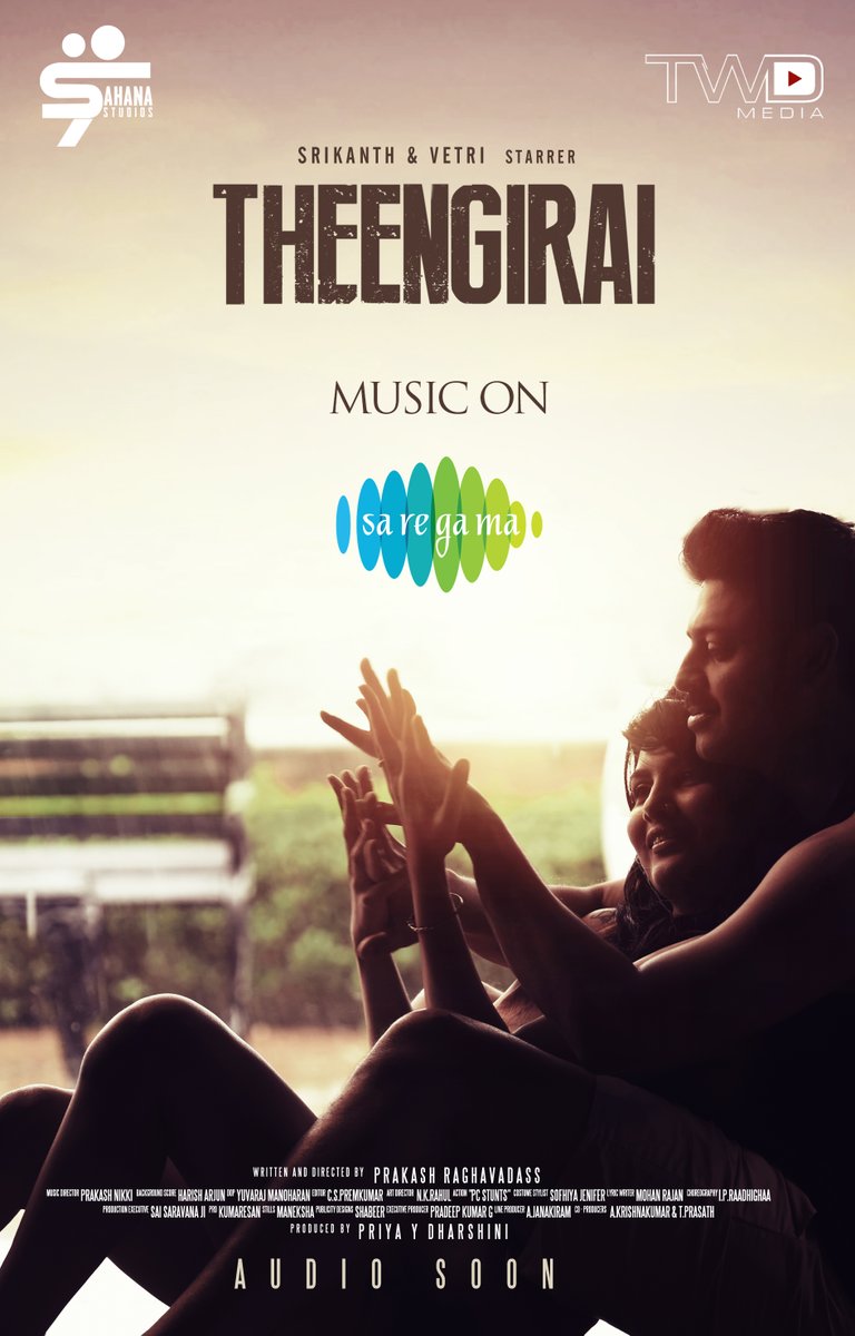 Happy to be associated with <a href="/Act_Srikanth/">Srikanth T</a> &amp; <a href="/act_vetri/">Vetri</a> starring #TheenGirai🤩

 #TheenGiraiMusicOnSaregama

<a href="/PrakashRaghav/">Prakash Raghavadass</a> <a href="/Apoorvasrao1/">Apoorva S Rao</a> <a href="/smruthi_venkat/">smruthi venkat</a> <a href="/SakthiFilmFctry/">Sakthi Film Factory</a> @rahulart2009 <a href="/Oshojanakiram/">JanakiRam</a> <a href="/sofhiyajenifer/">jenyappleblossom</a> <a href="/aruvi_madhan/">aruvi madhan</a> <a href="/sangeetha_offl/">Sangeethasai</a> <a href="/ECspremkumar/">EDITOR CSPREMKUMAR</a>