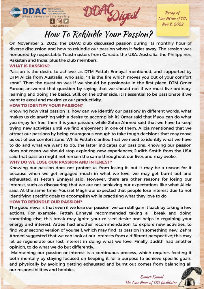 Hello everyone.Our second issue of DDAC digest. Please read how our members and guests shared their their experiences and thoughts. Long to read but worth it!
